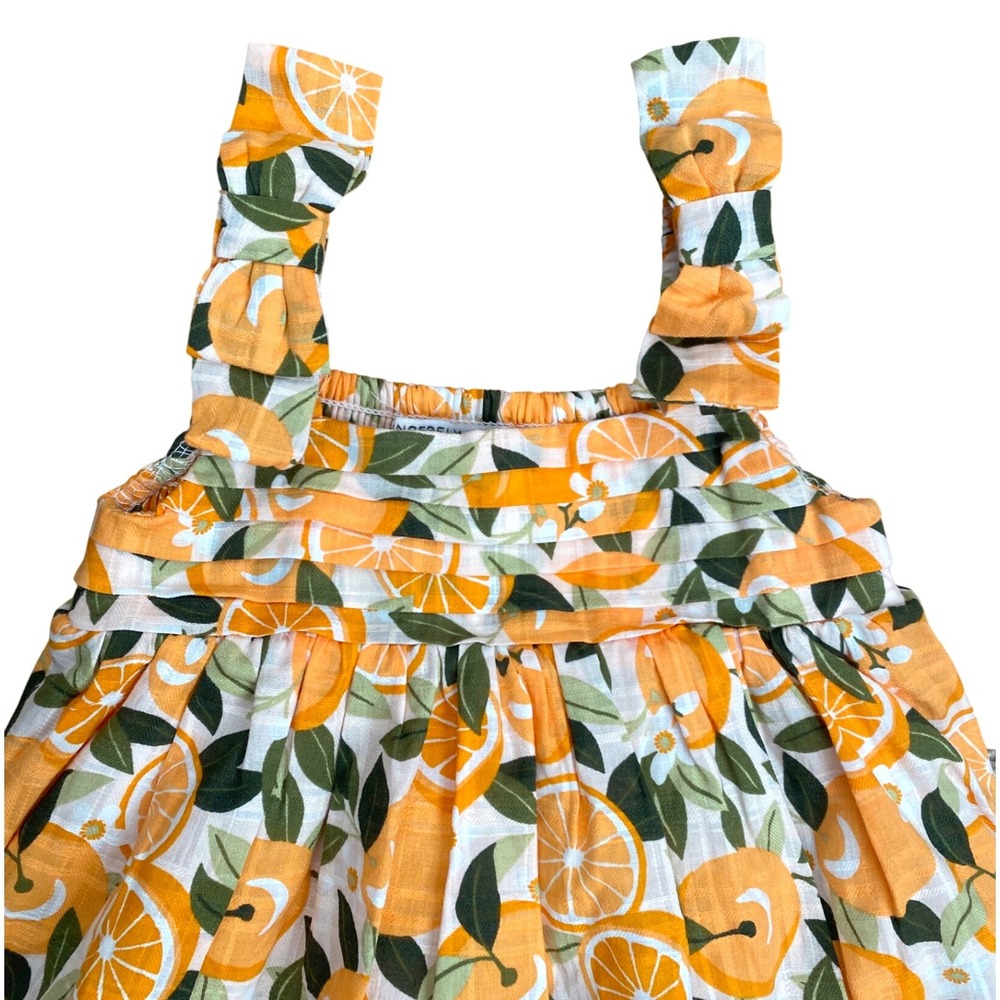 NEW SINCERELY JULES Eyelet Orange Citrus Print Smocked Tiered Dress Toddler 18M - Picture 6 of 11